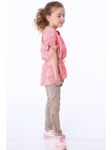 Girls\' blouse with ties, white and coral NDZ8200 - Online store - Boutique